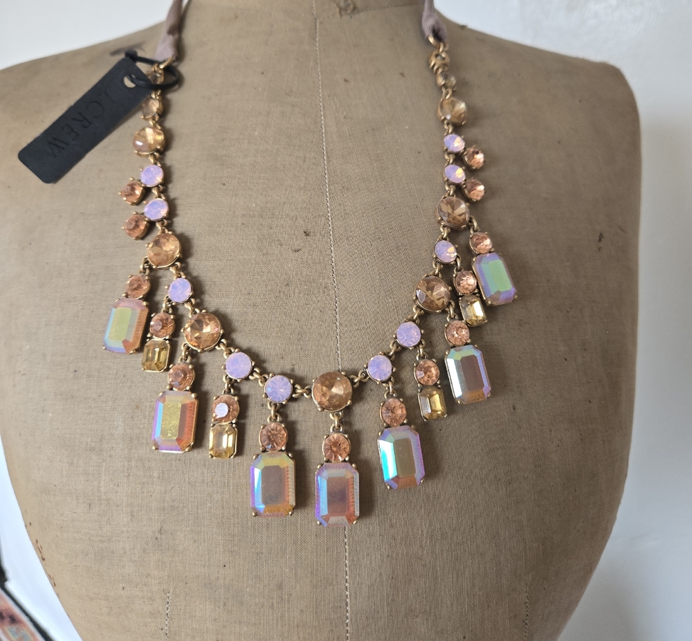 Elegant J. Crew Gold Metal and Iridescent Necklace